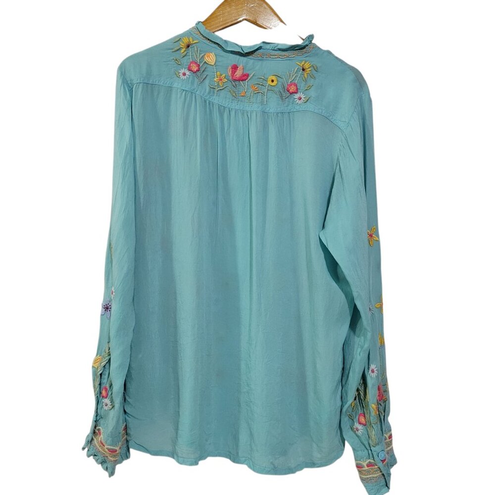 Johnny Was Women's Embroidered Blue Top - Picture 2 of 12